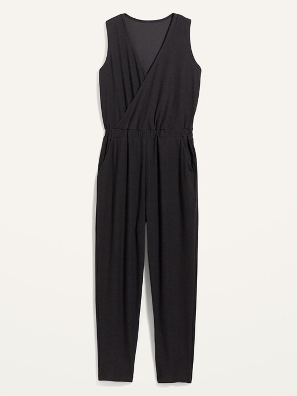 Old Navy Gray Sleeveless Wrap-Front Jumpsuit Athletic Breathe On
